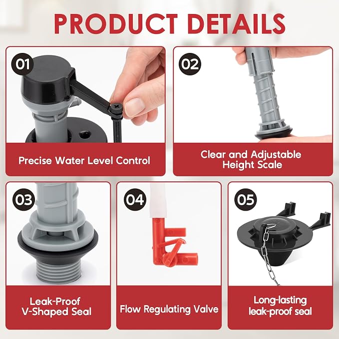 Universal Toilet Flush Valve Replacement Kit Height Adjustable Fill Valve | - Image 3