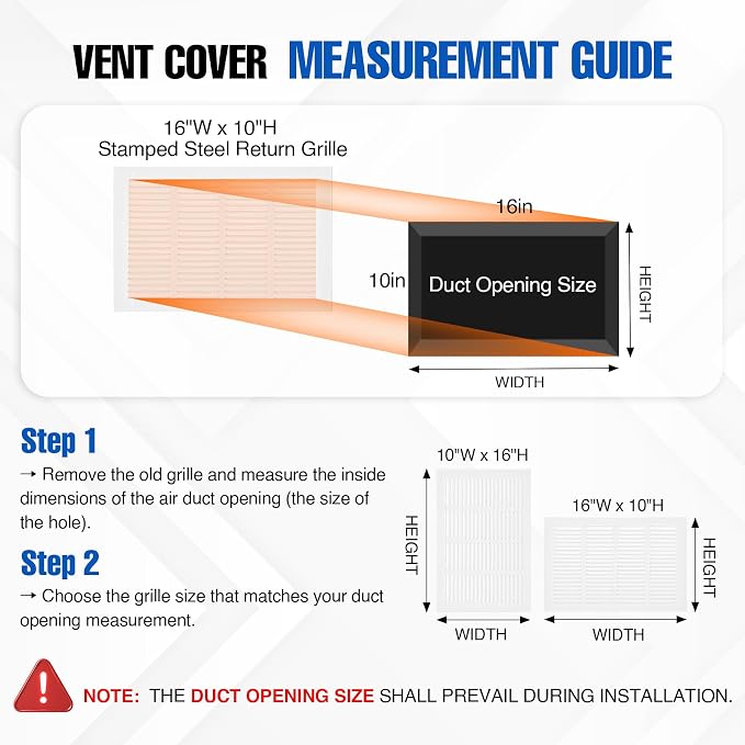 Fancat 16"W x 10"H Return Air Grille, Steel HVAC Return Air Vent Cover - Image 2