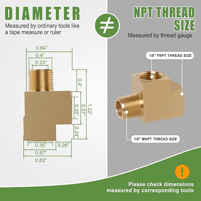 4PCS Brass Pipe Fittings Barstock Street Tee, 1/8" x 1/8" x 1/8" | 1/8" NPT - Image 2