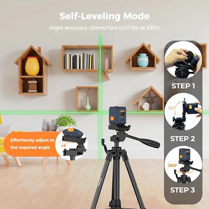 Laser Level with Tripod, 100Ft Self-Leveling Line Laser with 4 Brightness | - Image 3