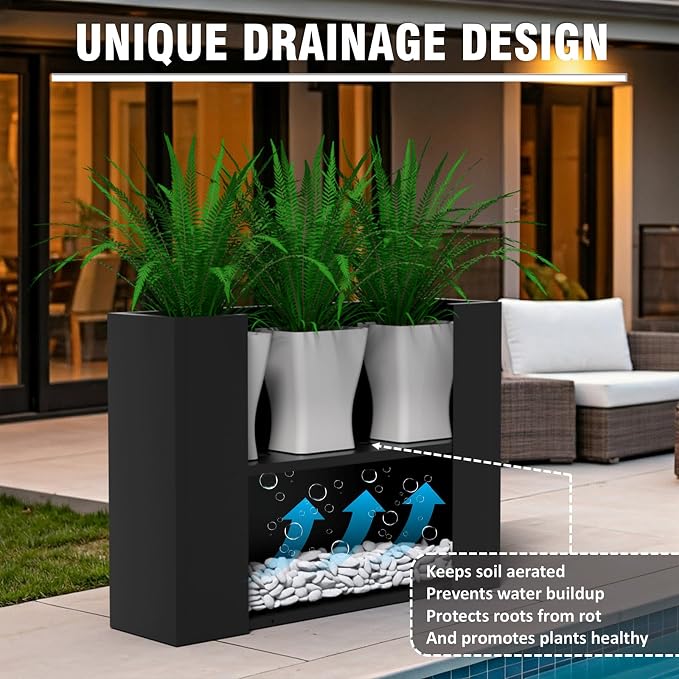 Modern Metal Planter Box 36" L x 9" W x 26" H – Rectangular Galvanized Steel - Image 3