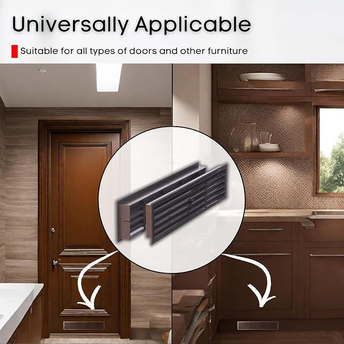 1 Set - Two Sided Door Vent Cover 17.7x3.6 inch - Brown Plastic Ventilation - Image 4