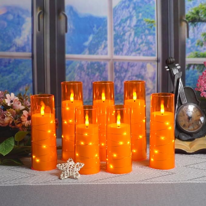Eebuss Flameless Candles with Embedded Star String, Battery Operated LED Pillar - Image 6