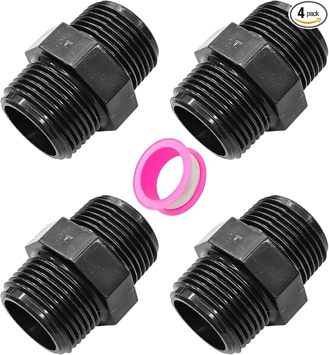 4PCS 1" PVC Hex Nipple Fitting, G1 X G1 Male Thread Coupling Adapter, Pipe by Unknown