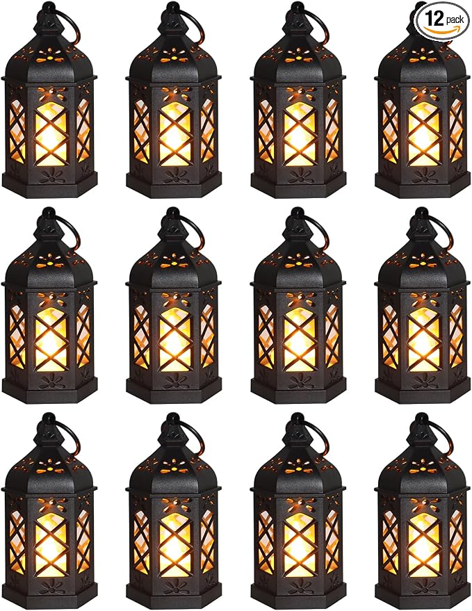 12-Pack Mini Lanterns, Small Candle Lanterns Decorative, Ramadan Eid Decor by ReperlaSpecialMiniSmallLanternDecoration