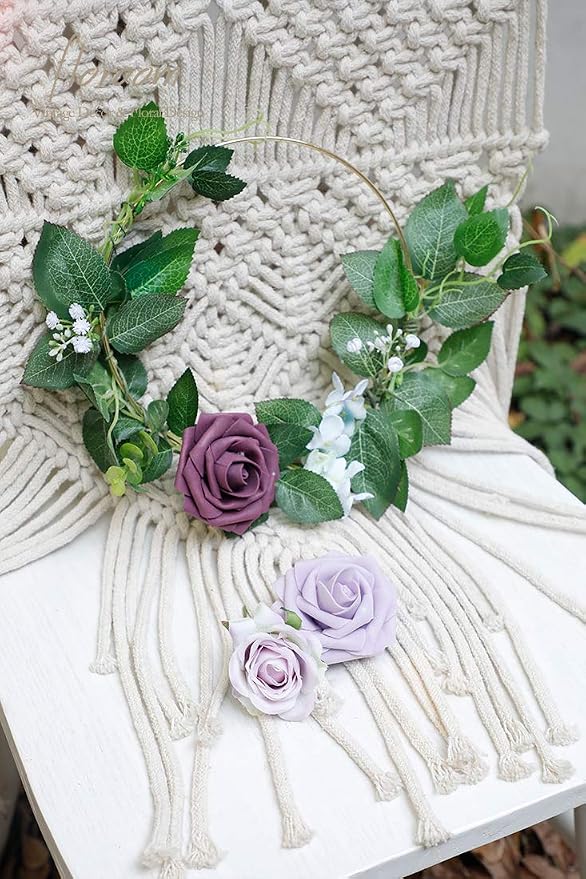 Artificial Flowers 25pcs Real Looking Plum Foam Fake Roses - Image 7