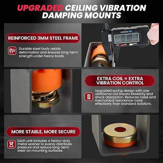 Ceiling Vibration Damping Mounts Pro, 4 Pack 132Lb Capacity Each | Spring - Image 3