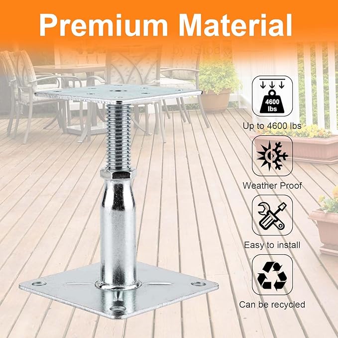 4 Pack Adjustable Support Jack for The Floor, Deck Foundation, Post Floor Joist - Image 6