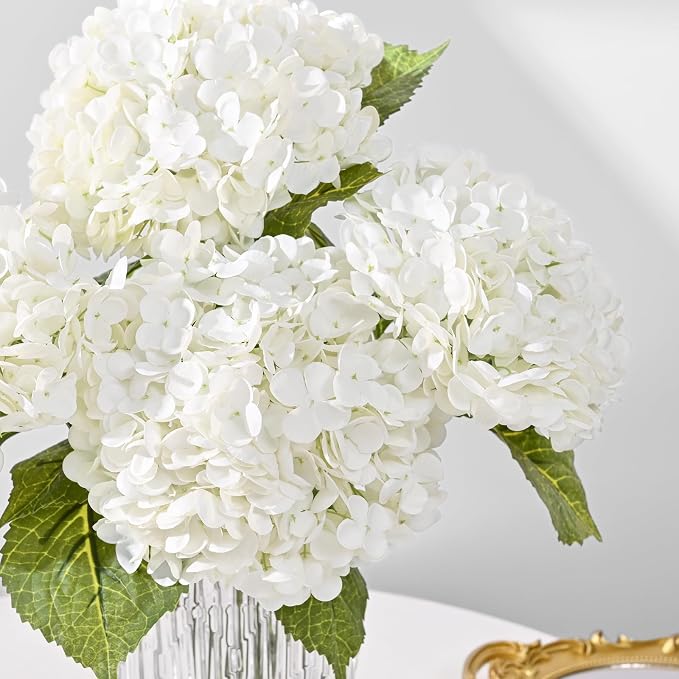 5Pcs 21in Hydrangea Artificial Flowers, Latex Real Touch Hydrangeas | Lifelike - Image 5