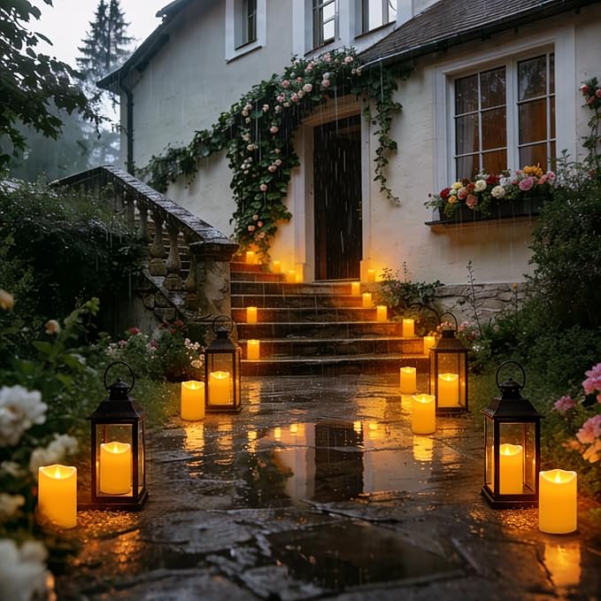 Flameless Candles 4" 5" 6" Set of 6 Outdoor Indoor Pillars Battery Operated - Image 5