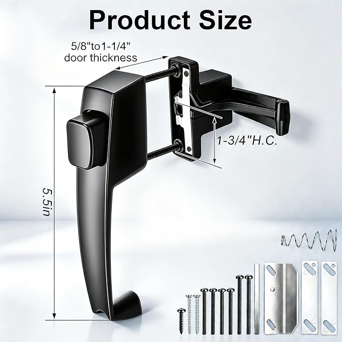 2 Sets Black Zinc Alloy Storm Door Push Button Latch Kit | 2-pack heavy-duty - Image 2