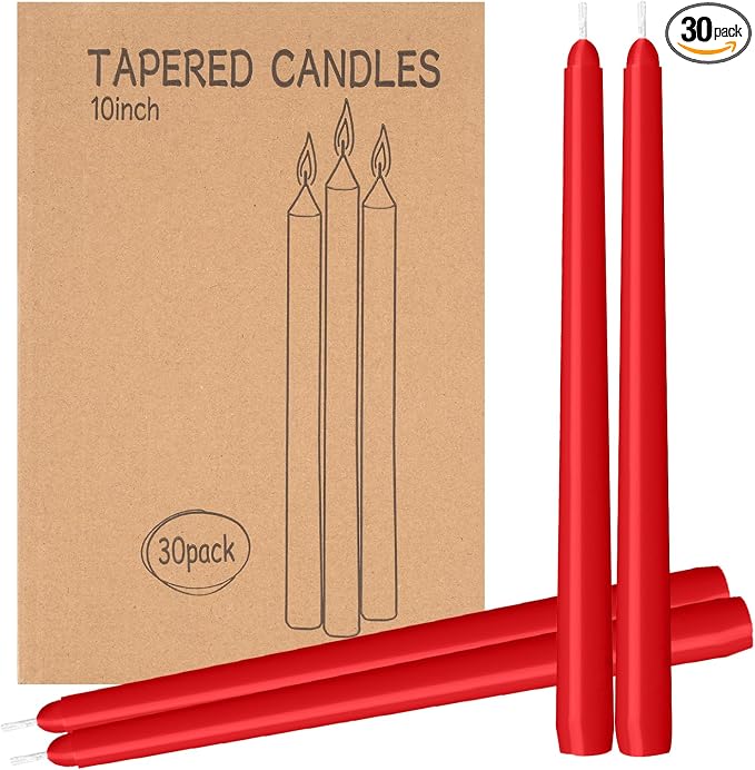 LYOBATH 30 Pack Red Taper Candles by LYOBATHLLC