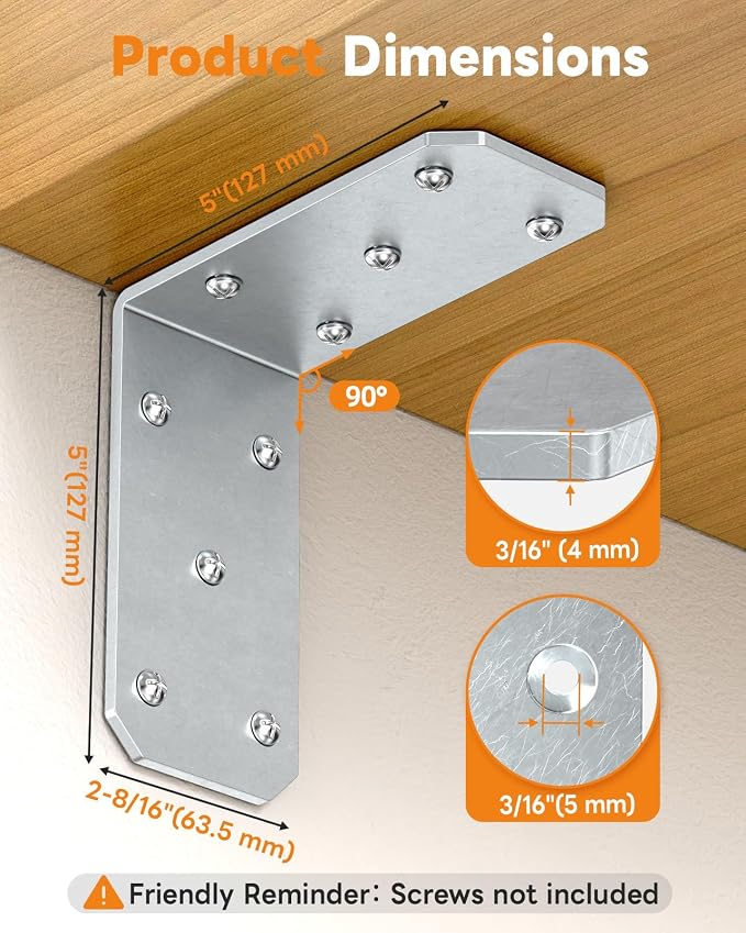 Heavy Duty 90 Degree L Brackets, Fences & Pergolas, Pre-Drilled Countersunk - Image 2
