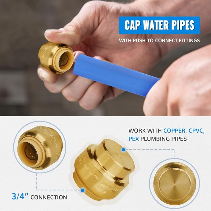 3/4-Inch End Cap, Push Fit PEX Cap, Push-to-Connect, - Image 4
