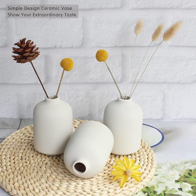 YANLING Small White Vase for Decor, 6 Pack Ceramic Vases for Pampas Grass | - Image 5