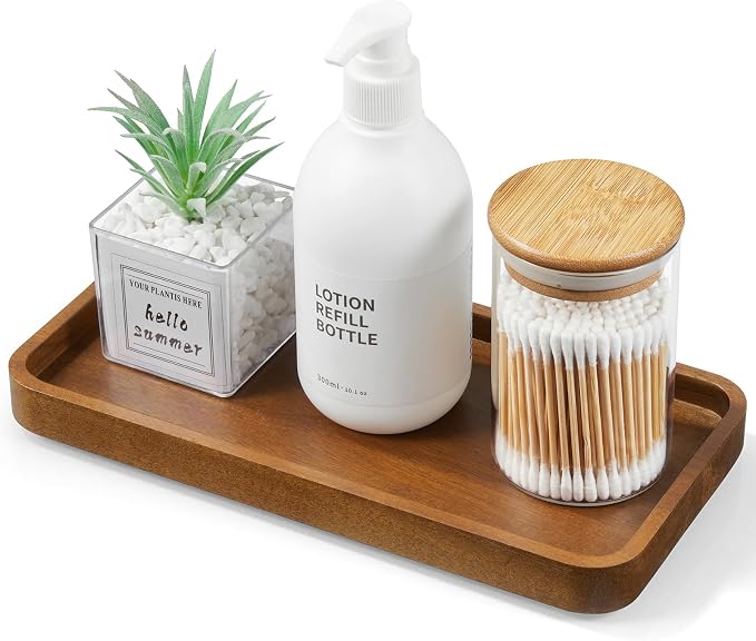 ALELION 10" Acacia Wood Bathroom Vanity Tray by ALELION