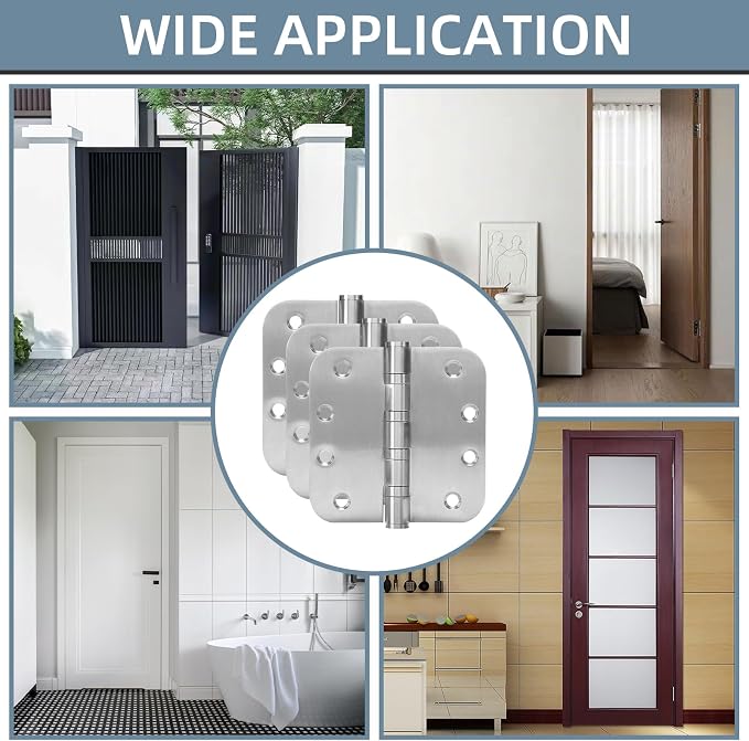 3 Pack Stainless Steel Silver Door Hinges - Image 7