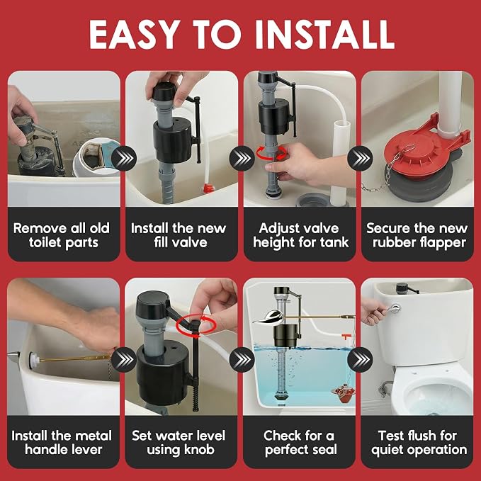 Universal Toilet Flush Valve Replacement Kit, Inside Tank Repair Kit | Height - Image 7