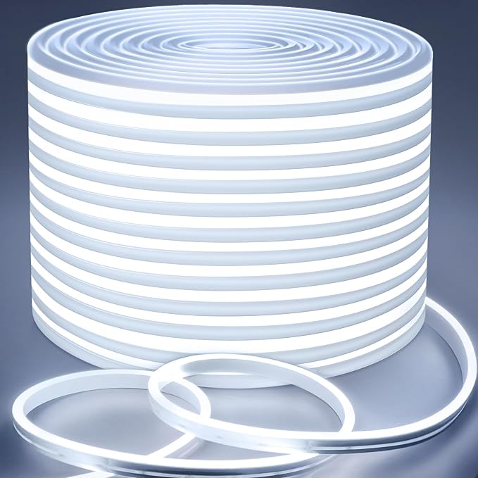 Lamomo LED Neon Lights, 32.8ft White Dimmable LED Rope Lights, 24V Waterproof by Lamomo