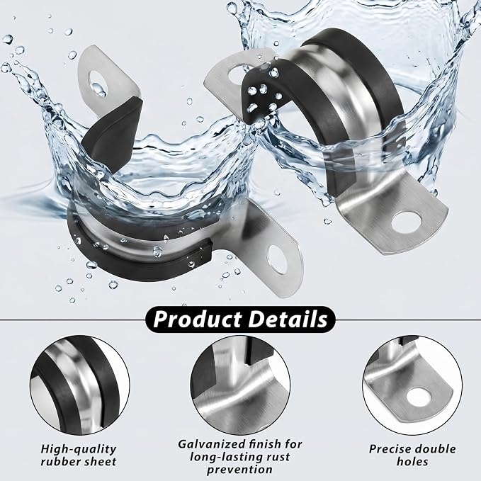 1 Inch Reinforced Rigid Pipe Strap, 2 Holes U Bracket Cable Clamp Hanger | - Image 3