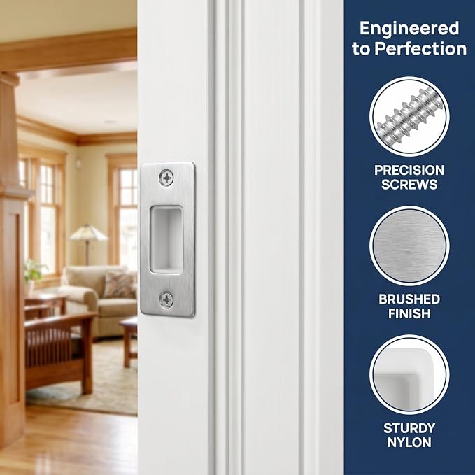 5 Pack Deadbolt Strike Plate, Stainless Steel Door Strike Plate, 2-3/4" | - Image 6