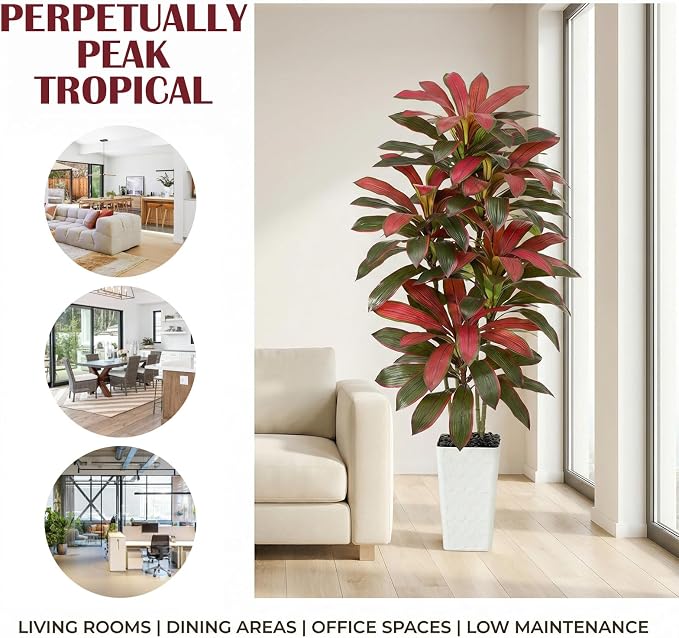 Artificial Red Dracaena Tree Indoor, 6FT Tall Fake Floor Plants - Image 9