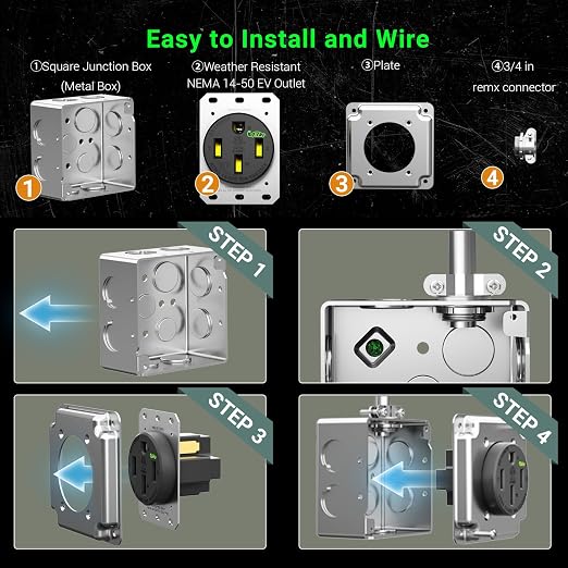 Nema 14-50 EV Outlet Weather Resistant 50 Amp EV Charging Receptacle Heavy Duty - Image 5