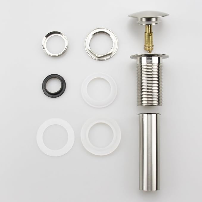 Bathroom Sink Pop Up Drain Without Overflow, Large Cap, Brushed Nickel - Image 4