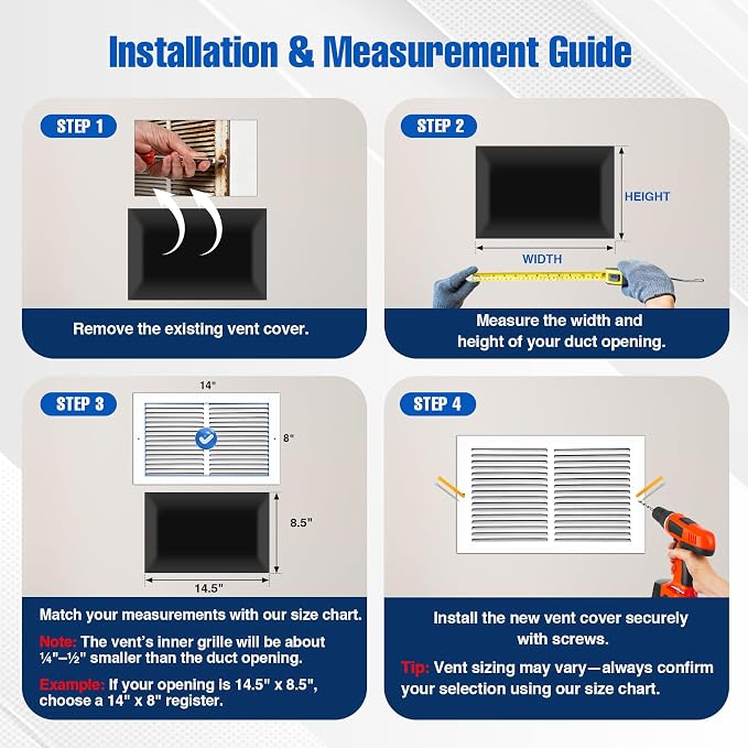 Fancat 14x8 Duct Opening | Steel Return Air Grille | Vent Cover Grill - Image 5