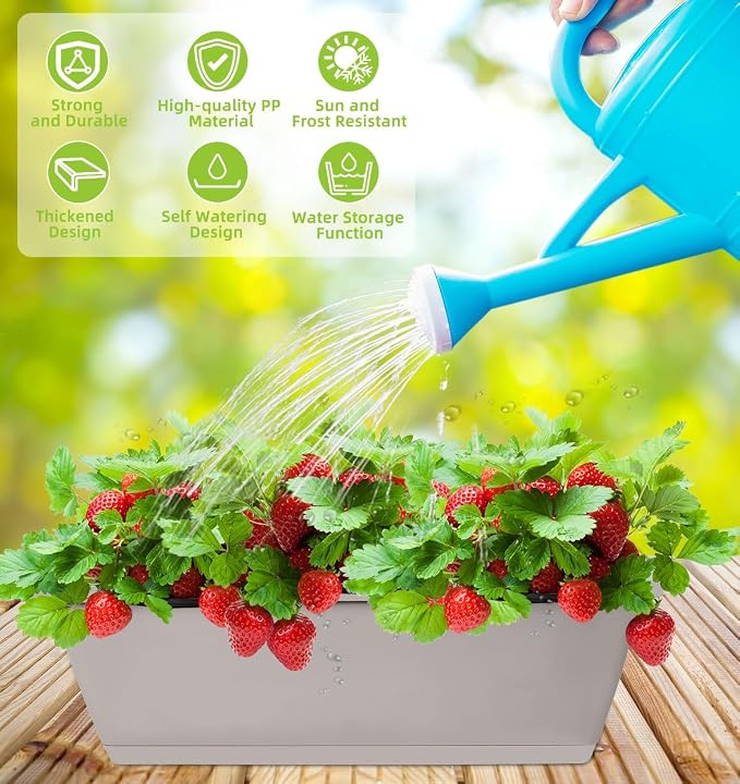 LOCONHA 7 Pack Window Box Planter, Plastic Vegetable Flower Planters Boxes | 17 - Image 4