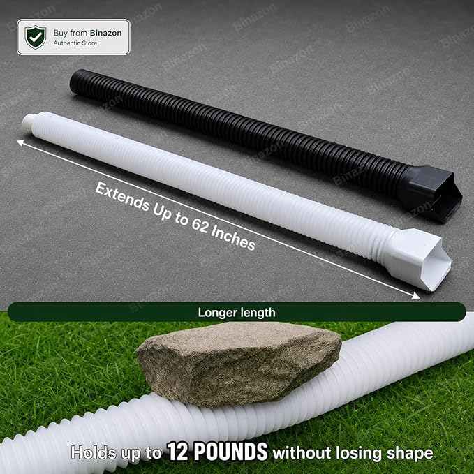 2 Pack White Rain Gutter Downspout Extensions, Gutter Extender - Image 2