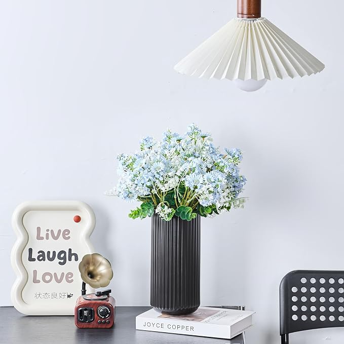Black Ceramic Flower Vase for Pampas Grass, 8 inch Small Decorative Centerpiece - Image 9