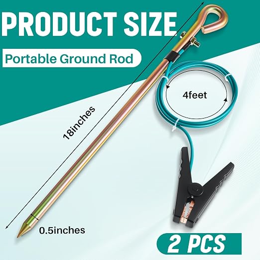 Tellegloww 2 Pcs Portable Ground Rod Grounding Rod - Image 2