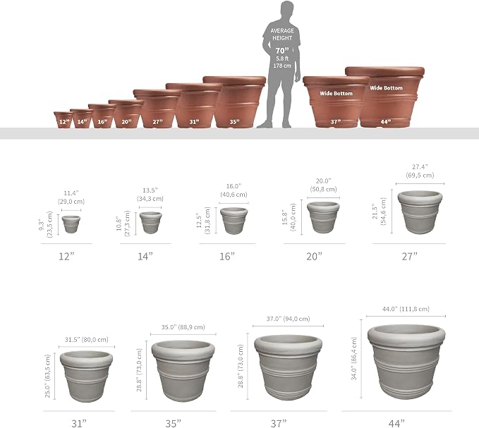Crescent Garden Brunello Classic Rolled Rim Planter Pot, Indoor/Outdoor - Image 8