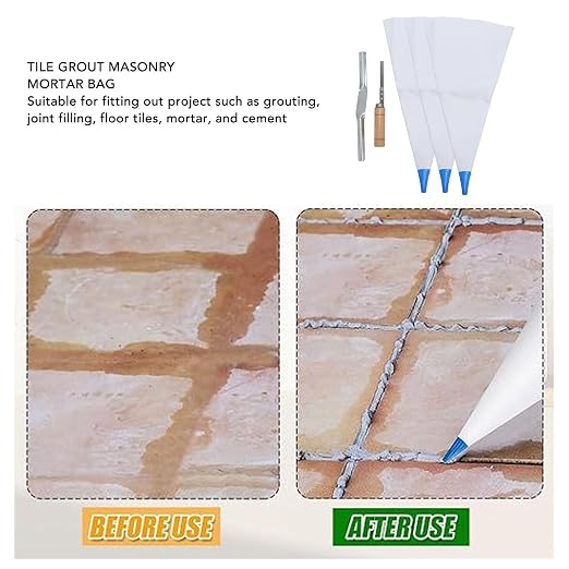 3Pcs Tile Grout Masonry Mortar Bag, Tile Repair Bag Brick Jointer Tuck Pointer - Image 8
