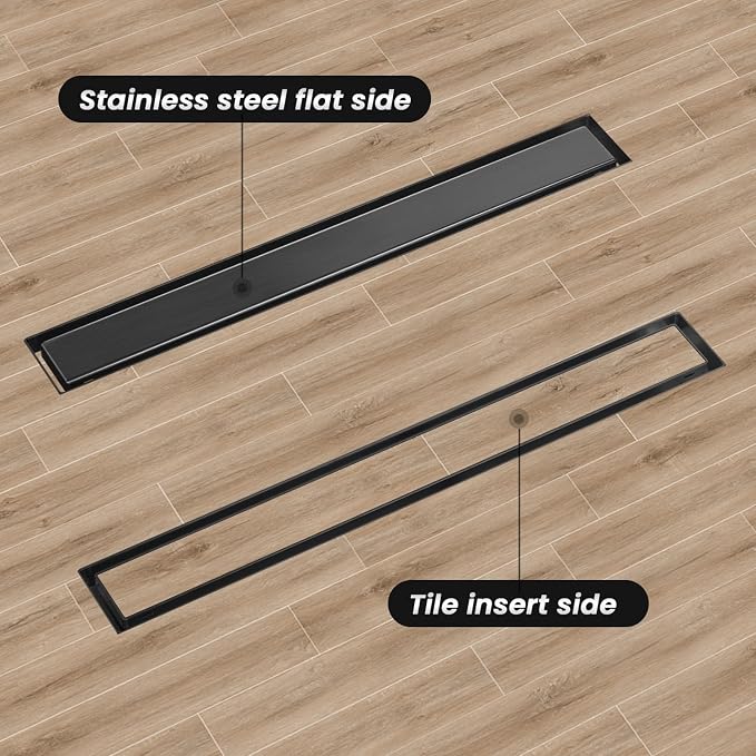EXF Linear Shower Drain 24 Inch Shiny Black - Image 4