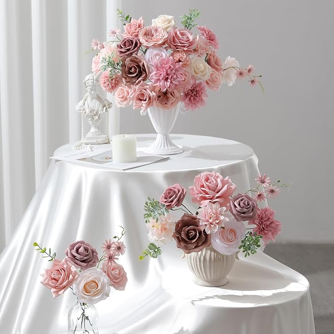 Artificial Flowers Fake Rose Flowers Dahlia - Image 3