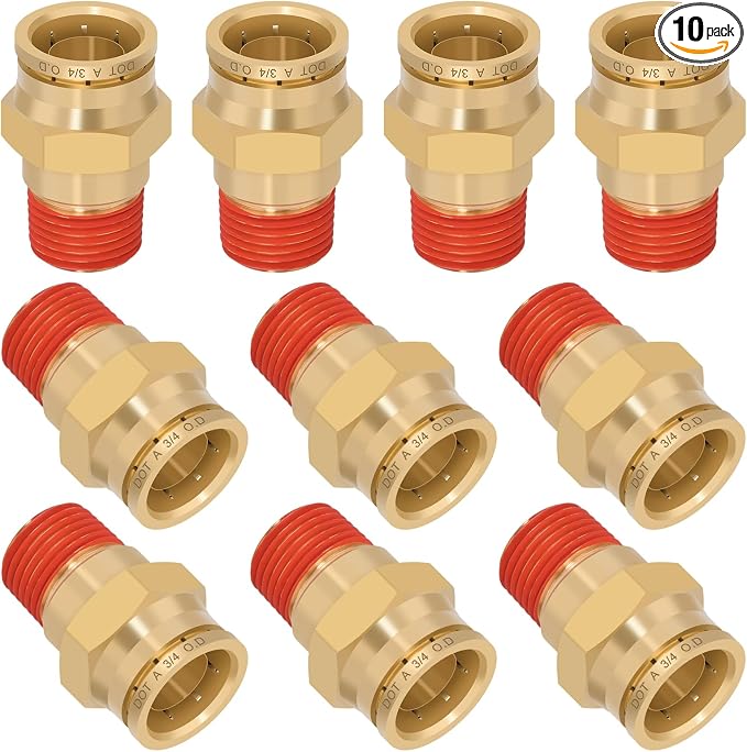 DOT Approved Male Straight Brass Union 3/4" Tube x 1/2" NPT, Quick Connect Union by BOERAY