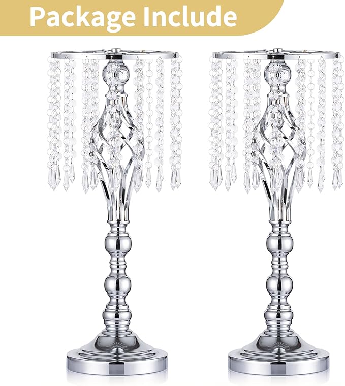 Nuptio 2 Pcs Silver Wedding Centerpieces Flower Stand, 55cm Height Wedding Road - Image 7
