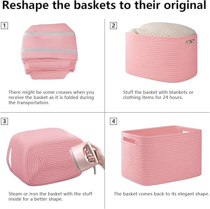 OIAHOMY 4 Pack Storage Baskets for Organizing 15L Cube Storage Bins Pink | - Image 7