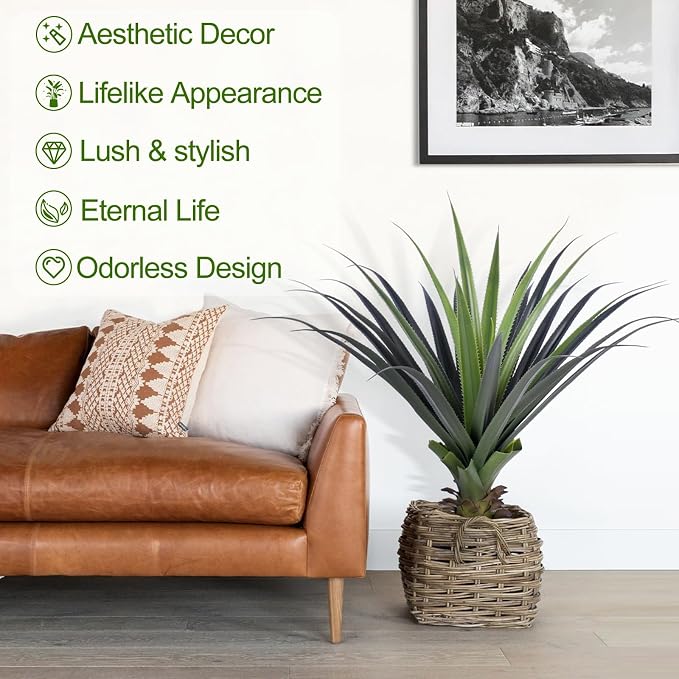 3ft Artificial Spiked Agave Plant, Indoor Outdoor Home, Office Decor - Image 3
