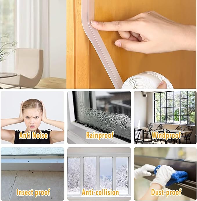 49.2 Ft Weather Stripping Door Seal Strip Tape, Silicone Door Draft Stopper - Image 3