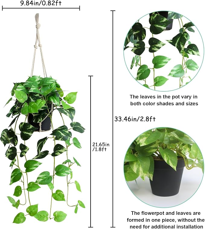 alyptus Fake Pothos Hanging Plants - Image 2