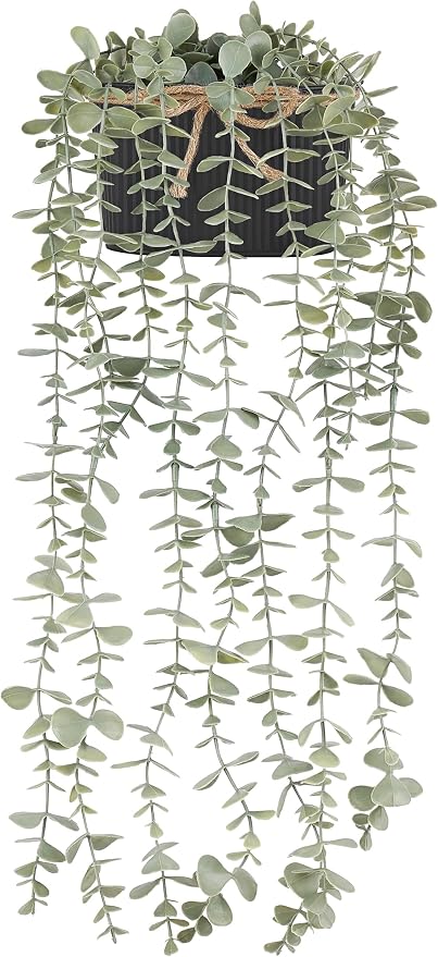 Mkono Fake Hanging Plants in Farmhouse Galvanized Pot by Mkono