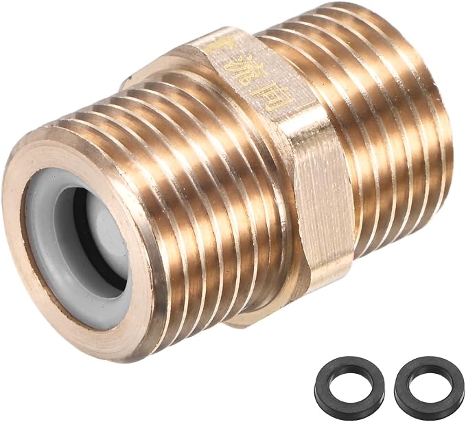 M METERXITY 1-Pack Brass Check Valve, 1/2" Male to 1/2" Male Thread One Way by MMETERXITY