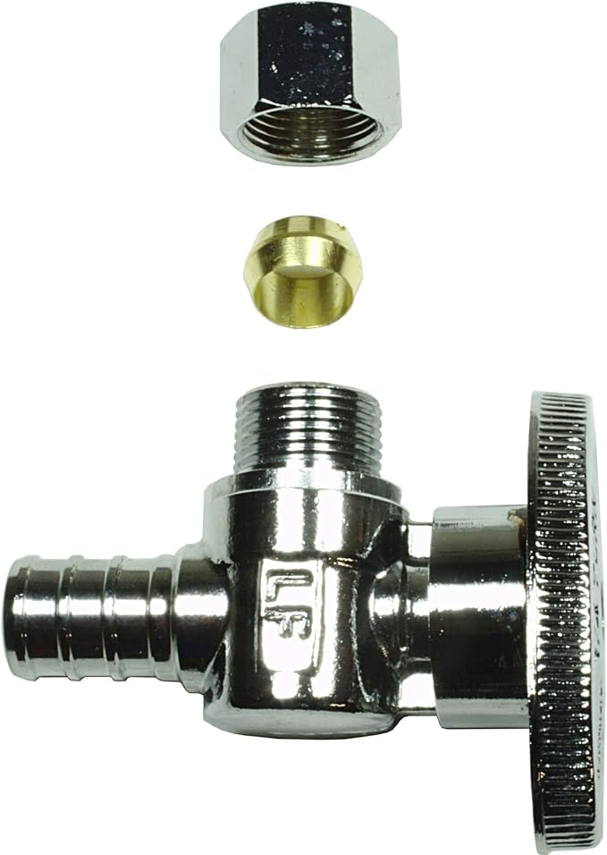 Heavy Duty Chrome Plated Brass 1/4 Turn Angle Valve 1/2" PEX B In x 3/8" COMP - Image 5