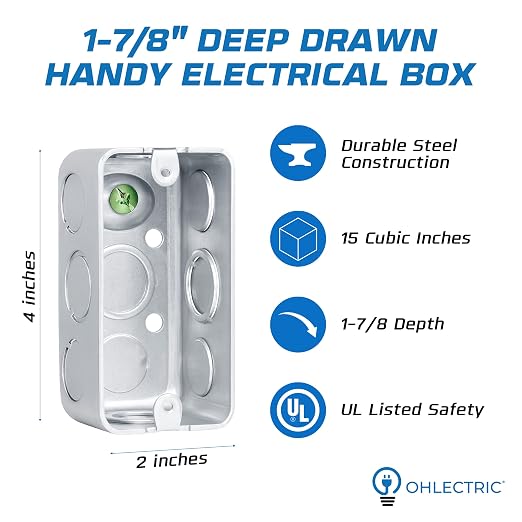 4 Pack - 4x2” Rectangle Steel Electrical Box| 1-7/8" Deep Box - Image 2