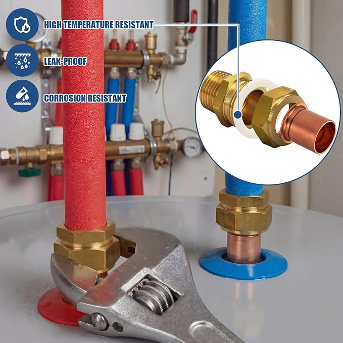 4 Pack 1/2" C x MIP LF Brass Pipe Union Sweat to Male | - Image 4