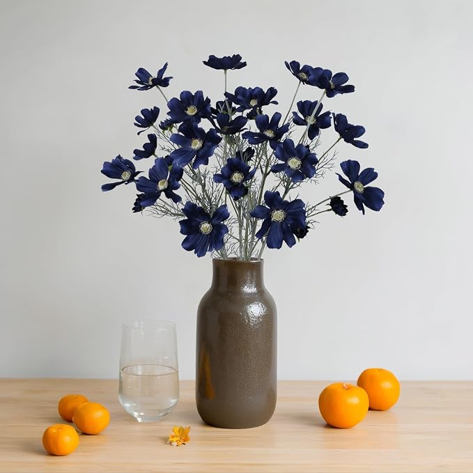 6PCS Navy Blue Silk Cosmos Flowers 24'' Wild Flowers Artificial Fake Flowers - Image 5