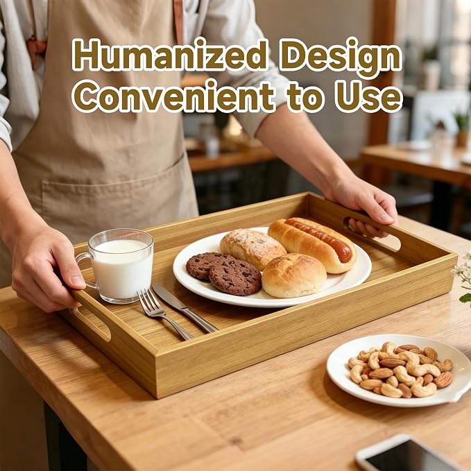17 x 12 Inch Acacia Wood Large Serving Tray - Image 4
